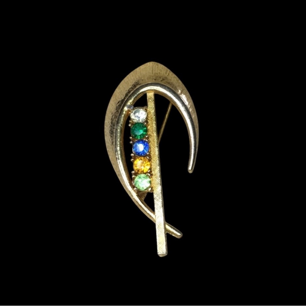 Beautiful Vintage Rafaelian Rhinestone Mothers Brooch Gold Tone Collectible
